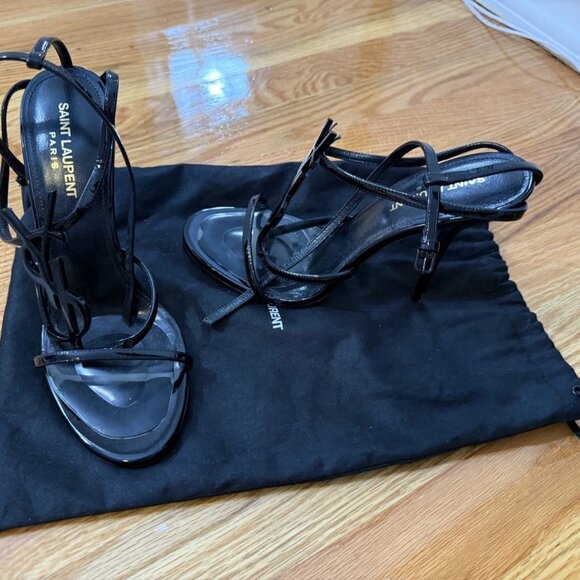Saint Laurent Cassandra Black YSL Sandals Size 38 - Picture 3 of 8
